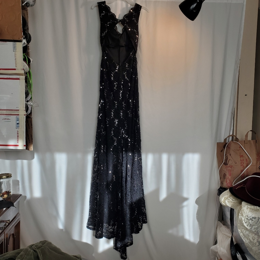 My Michelle Whimsigoth Black w/Silver Sequin Lacey Dark Fairy Long Gown Sz 3 Y2K - Picture 2 of 16